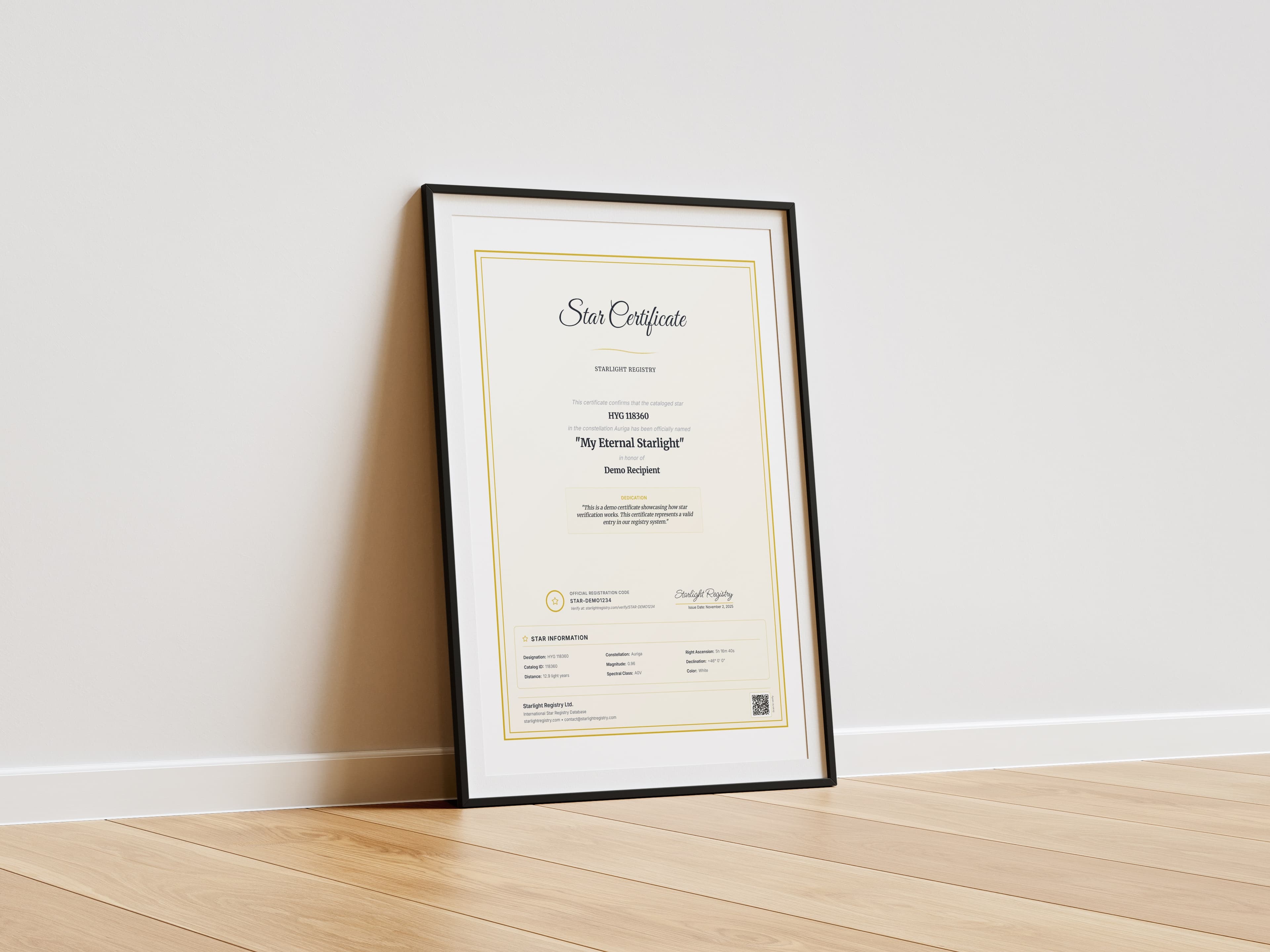 Beautiful star certificate - perfect Father's Day gift