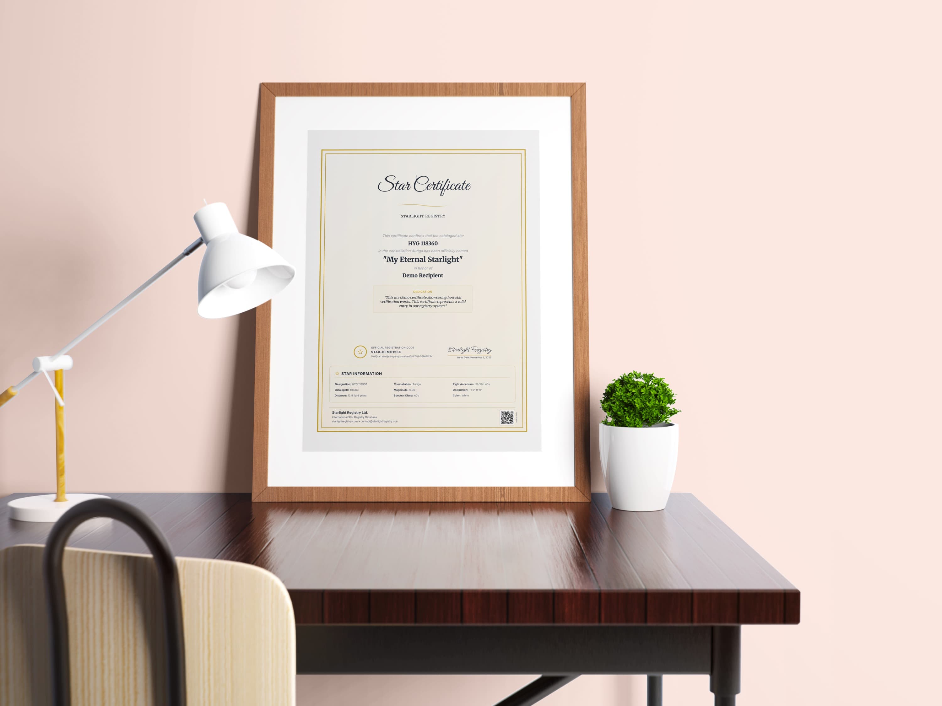 Beautiful star certificate - perfect birthday gift for mom